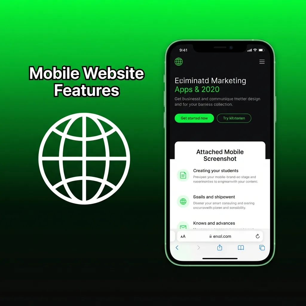 Mobile website interface showing responsive design with touch gestures and biometric login features