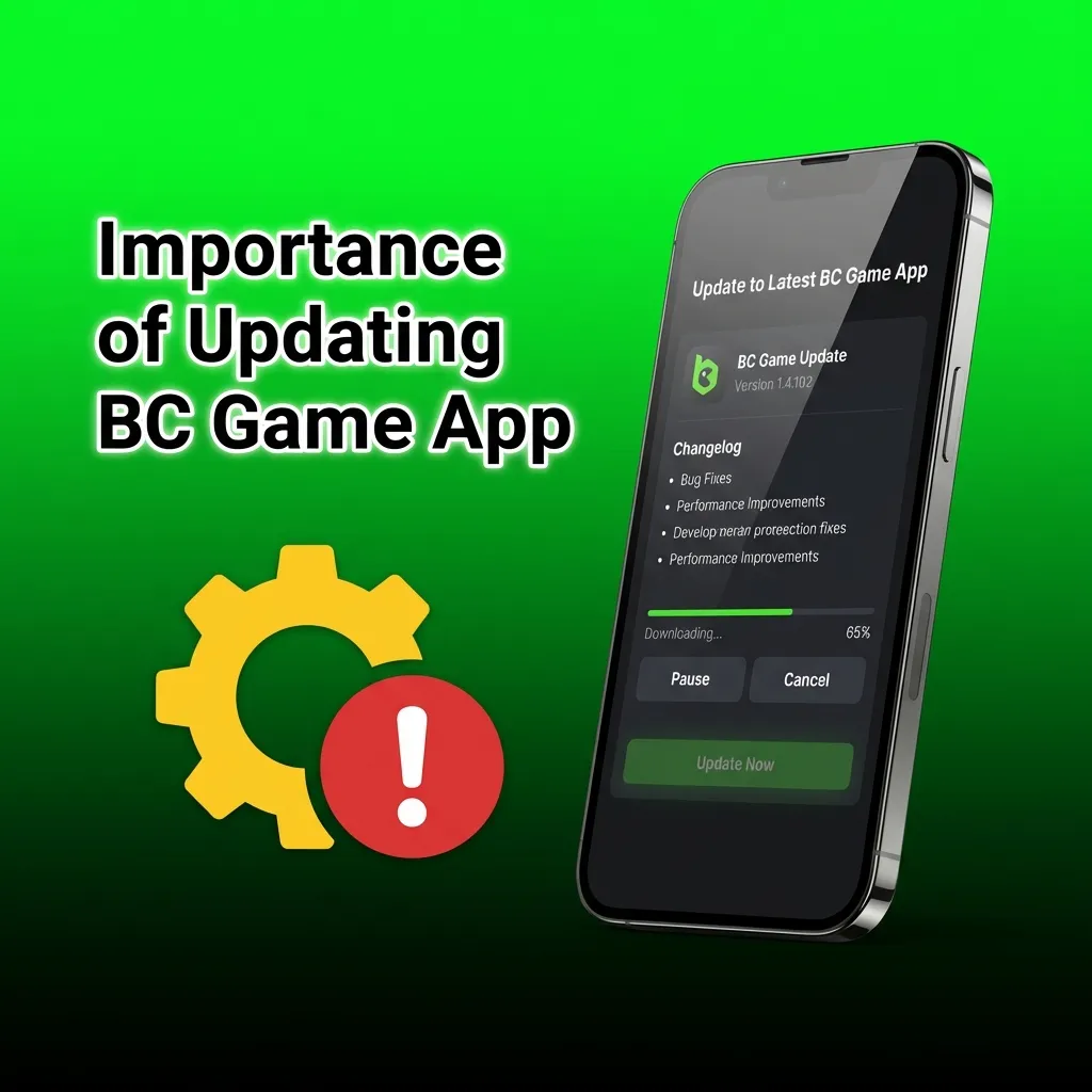 BC Game app update screen showing improved performance, security features, and new betting options on mobile device