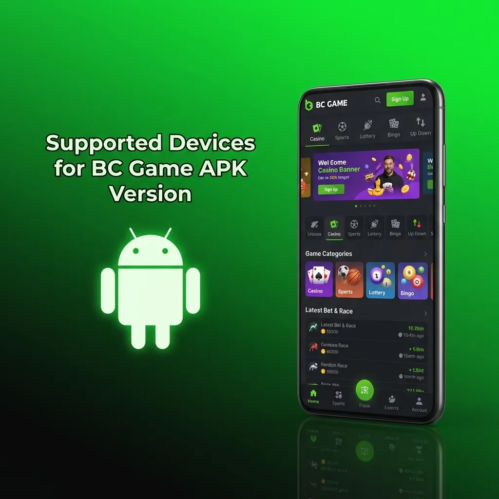 Chart showing BC Game APK compatibility with major Android brands including Samsung, OnePlus, Xiaomi, and Google Pixel models
