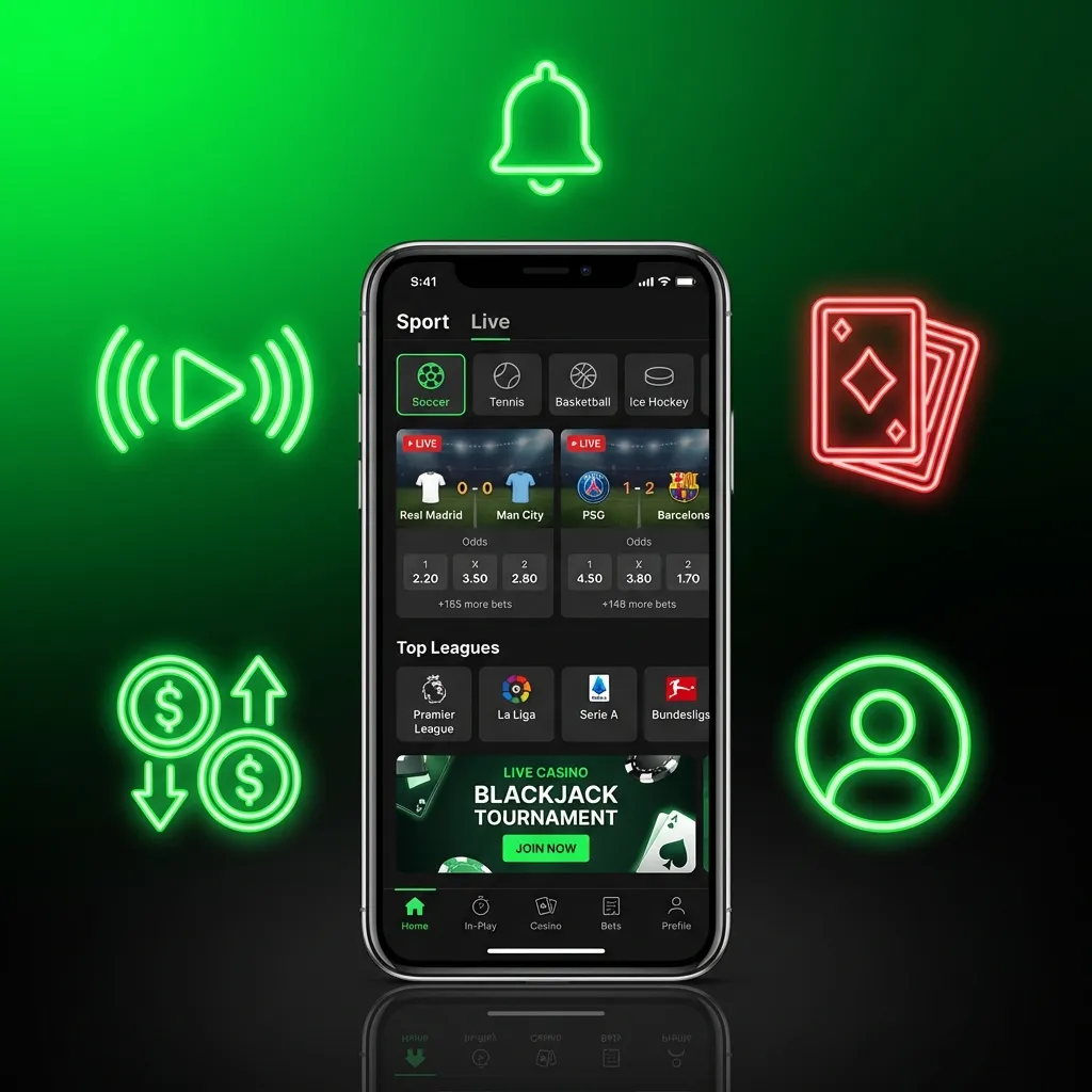 BC Game app interface showing betting features, casino games, and payment options on mobile touchscreen